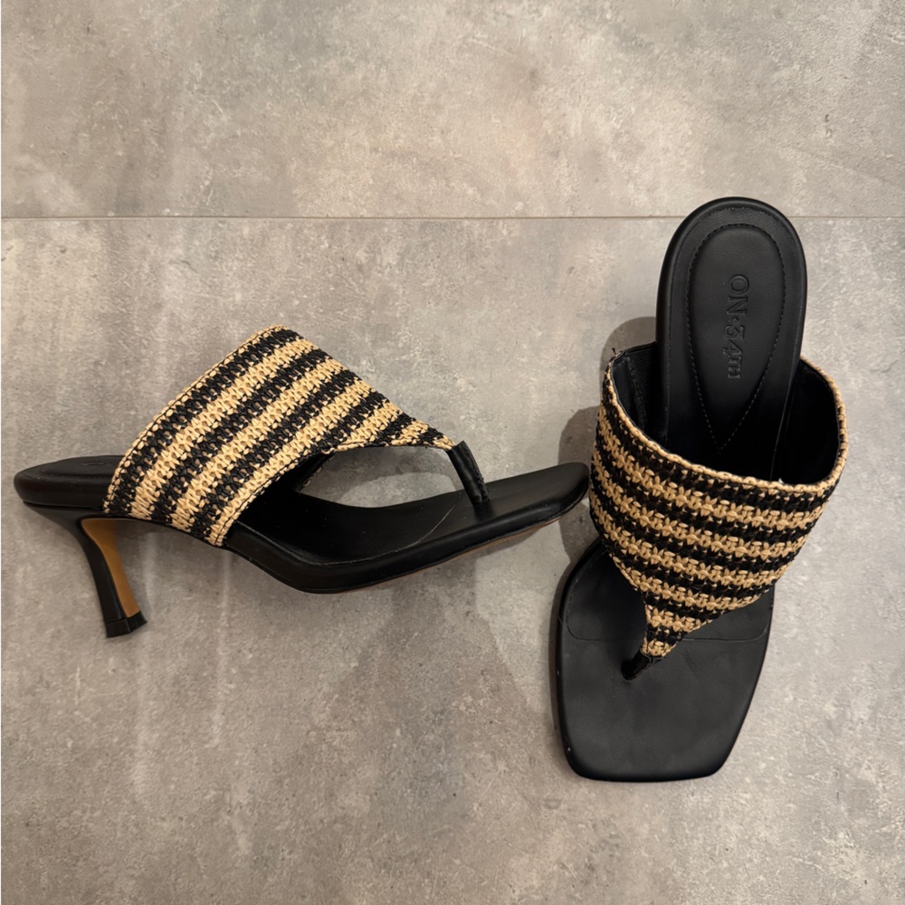 On 34th Zaddie Black and Tan Women's Heeled Sandals | 7